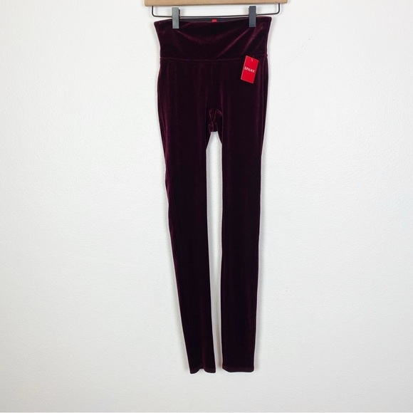 Spanx Burgundy Velvet Leggings - Picture 5 of 9